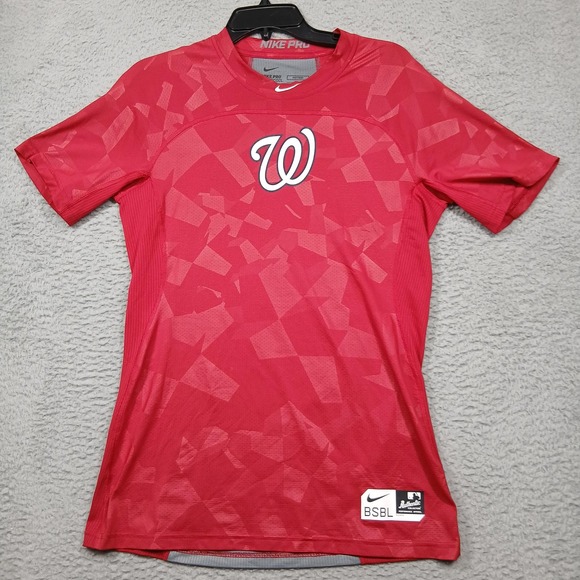 Washington Nationals Shirt Mens Medium Red MLB Baseball Nike Pro Hypercool - Picture 1 of 8